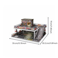 Lighted Car Shop Scene Illuminated 1:64 Model Parking Lot Displayable