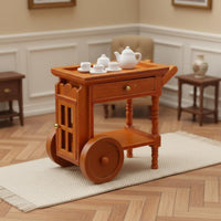 1:12 Dollhouse Handcart with Wheels Mini Wooden Trolley for Model Hobbyists
