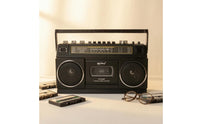 Built-in Handle AM/AM and Radio Tuning Radio Cassette Player Metal-Look Finish Tabletop Cassette Recorder Compact Dual Speaker Radio