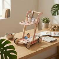 Children'examination Cart Toy Interactive Accessories Pretend Play Medical Cart Smooth Edges Wooden Physician Play Set