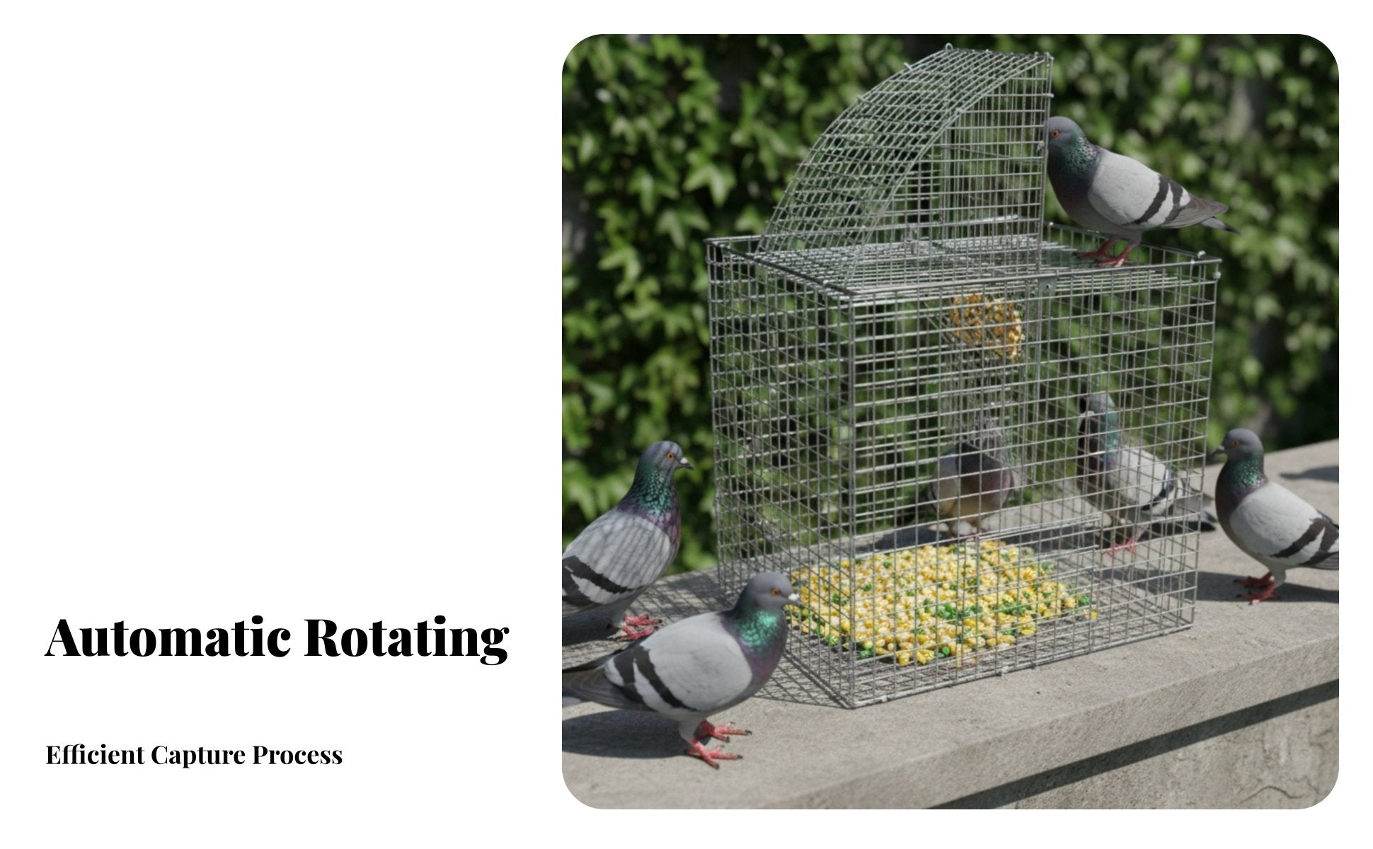Skylight Design Pigeon Capture Device Enclosure Heavy-Duty Wire Single-Way Entrance Bird Capture Device Sturdy Metal Frame