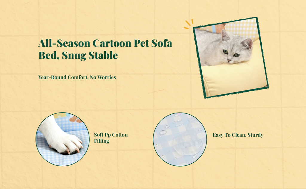 Water-Resistant Non-Slip Pet Sofa Bed, Calming, All Seasons