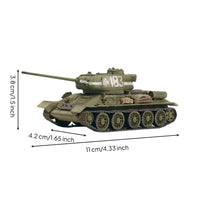 T-34/85 Tank Model Collectible Miniature 1/72 Scale Tank Model Detailed Parts for Hobbyists, Collection