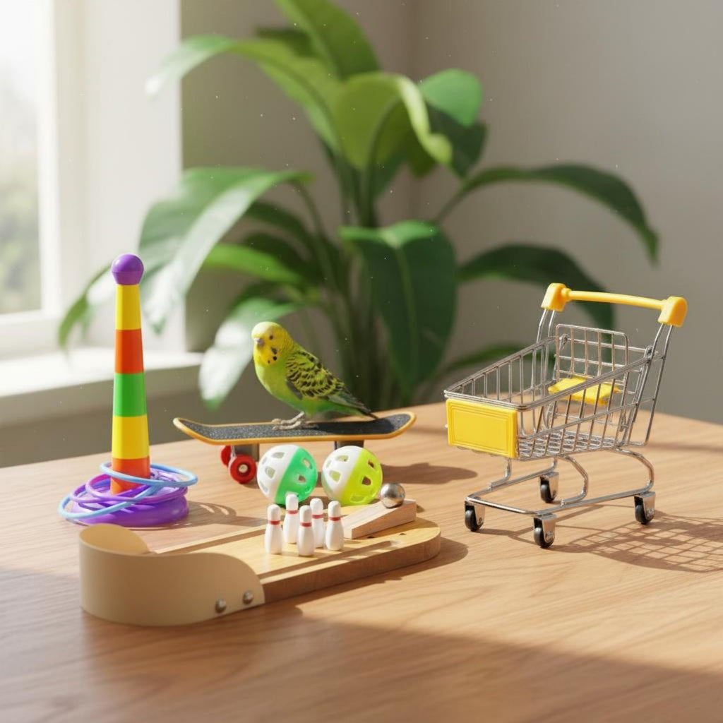 7 Pieces Parrot Toy Set Bright Colors Bird Training Toy Kit Long-Lasting