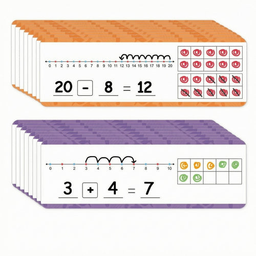 16 Pieces Counting Line Cards Double-Sided Addition Practice Cards Waterproof Educational Tool for Homeschool