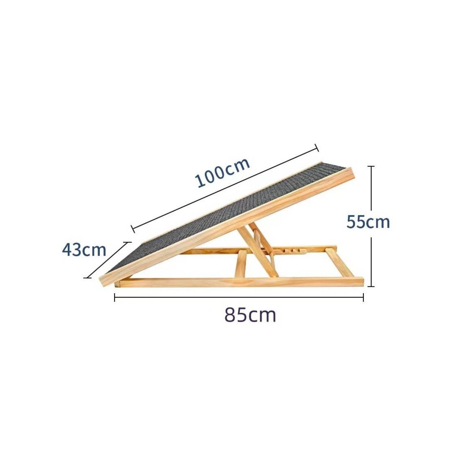 Folding Pet Ramp Natural Wood Non-Slip Dog Steps Textured for Sofa