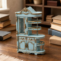 1:12 Scale Cabinet Artisanal Features Mini Display Shelf Ornate Design