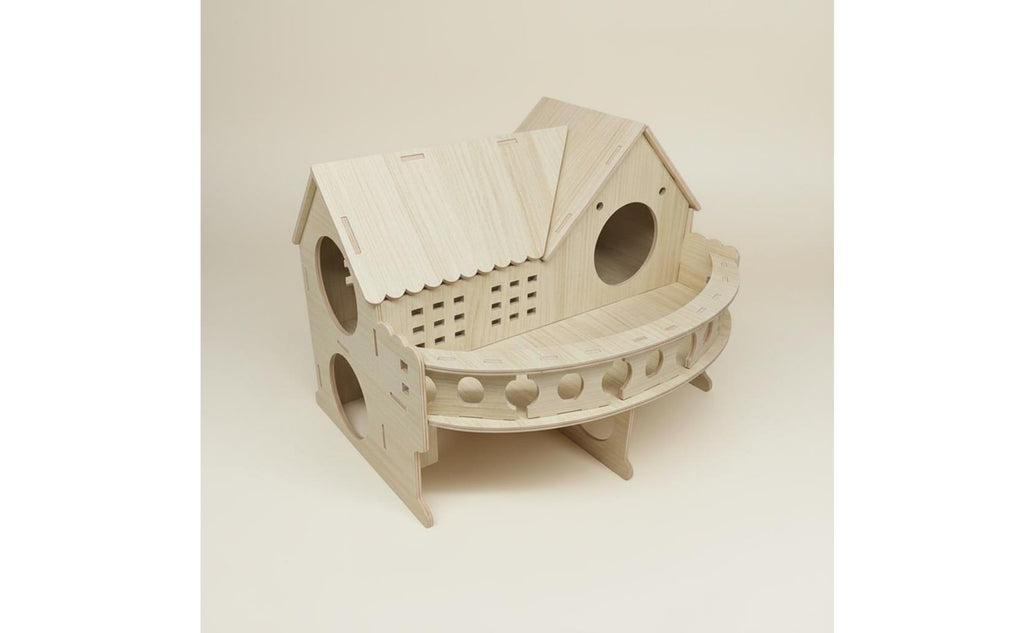 Wooden Hamster House Natural Wood Material DIY Hamster Villa Safe Polished Edges
