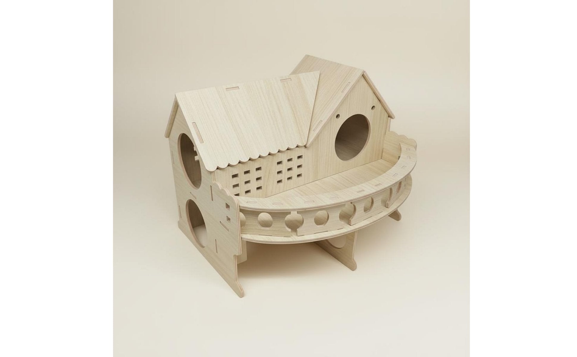 Wooden Hamster House Natural Wood Material DIY Hamster Villa Safe Polished Edges
