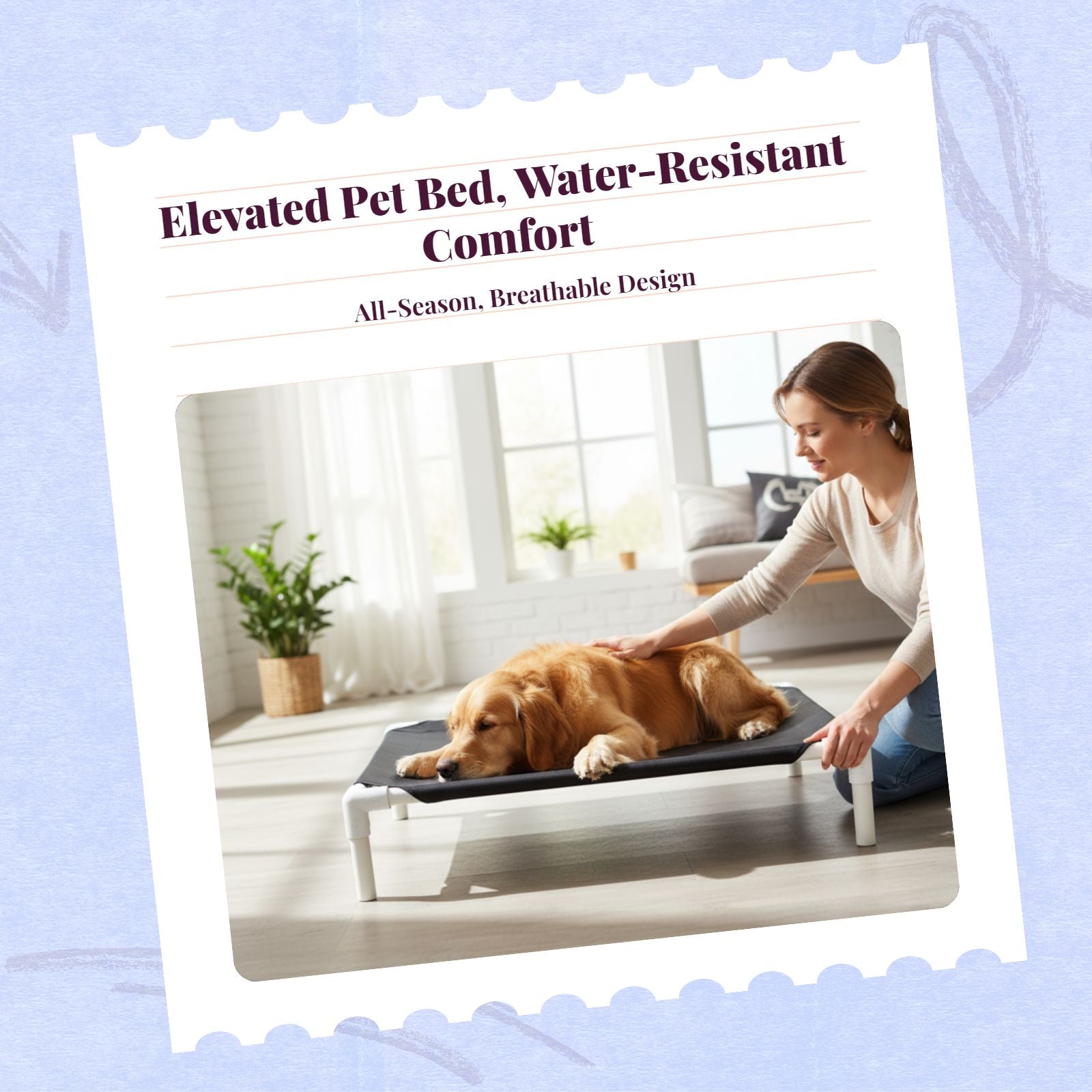 Breathable raised pet bed