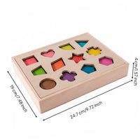 Wooden Shape Matching Board Early Learning Color Matching Game Natural Wood
