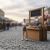 1:64 Scale Female Vendor Figure Lifelike Details Miniature Chef Model Handmade
