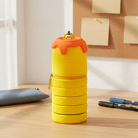 Expandable Silicone Writing Utensil Case Stands Upright Retractable Writing