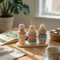 Wooden Dessert Stacker Colorful Pretend Cake Toy Fine Movement Skills