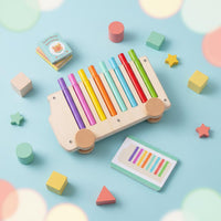 Color Stick Matching Toy Polished Edges Wooden Color Sorting Bus Travel Friendly