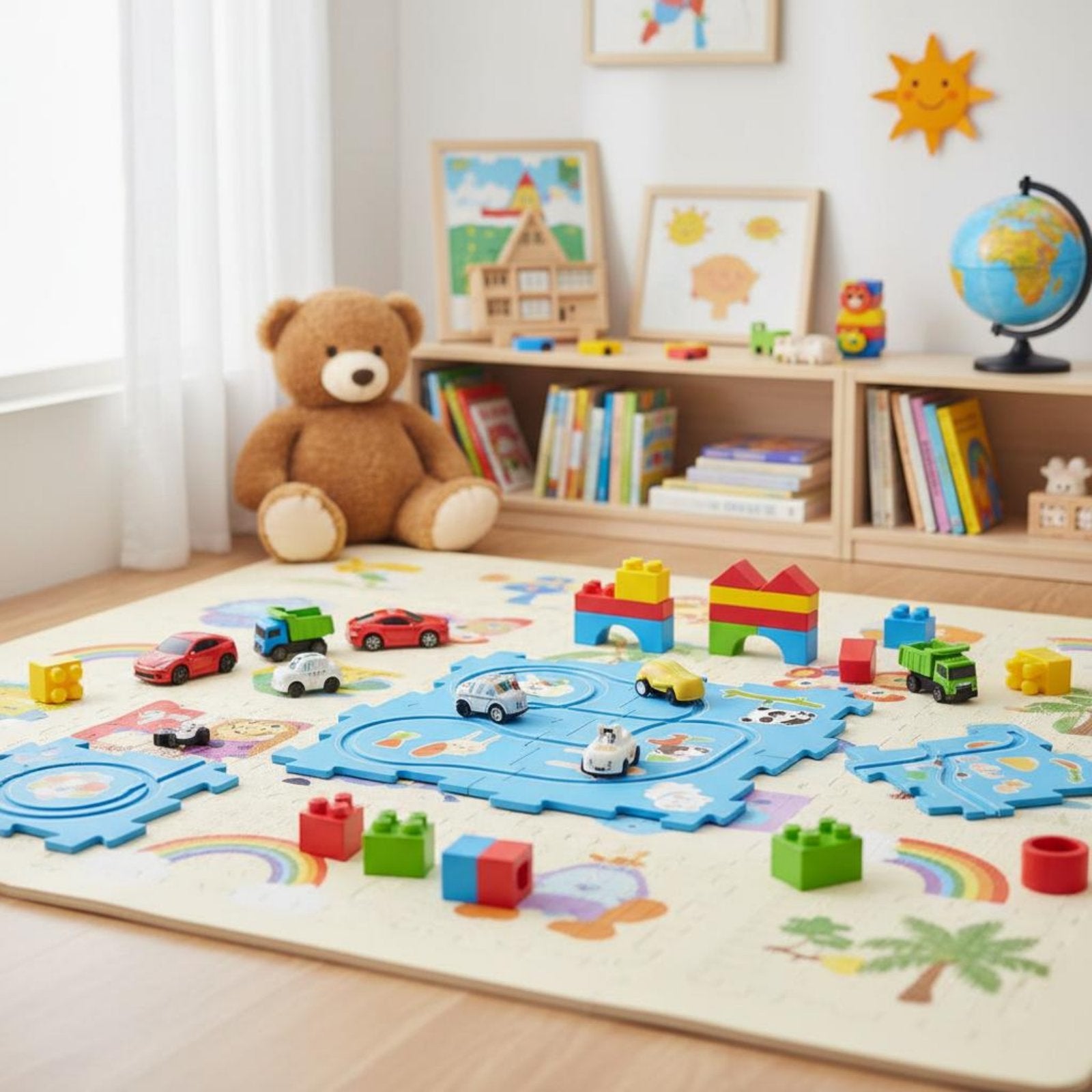 Electric Car Track Playset ABS Material DIY Race Track Assembly Set for Boys