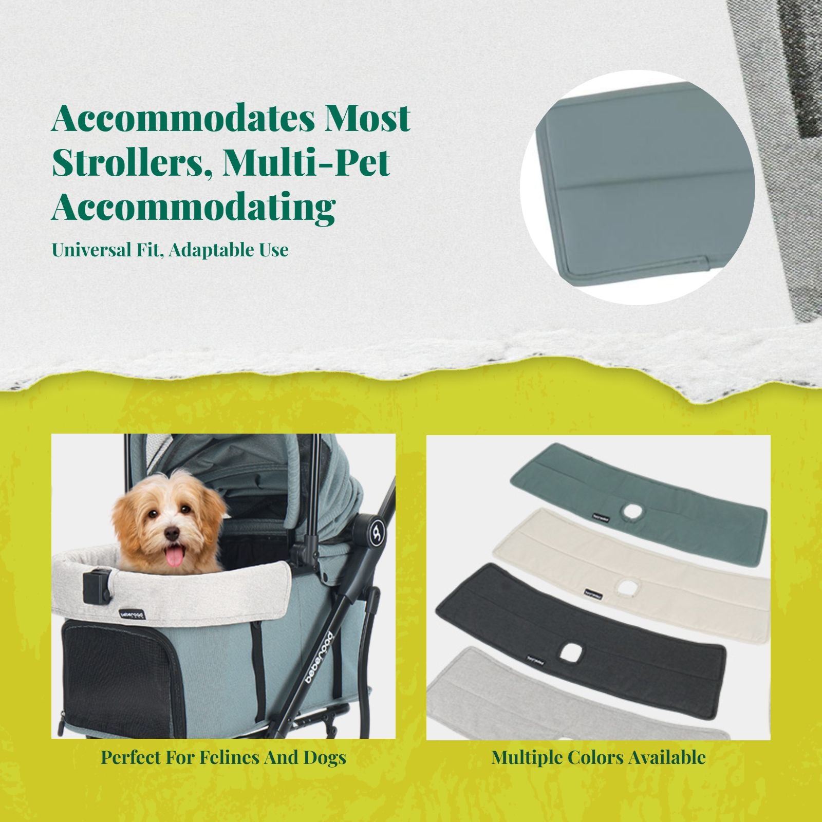 Washable non-slip pet stroller pad