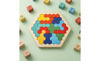 Interlocking Hexagon Puzzle Flat Hexagonal Wooden Puzzle Blister Pack