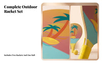 2 Pieces Wooden Beach Paddle Yellow Beach Paddle Rounded Head