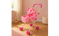 Baby Doll Carriage Iron Pipe Frame Toy Pram Realistic Design for Girls, Kids 3-6
