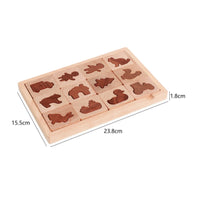Wooden Shape Matching Puzzle Early Learning Animal Block Puzzle Set Develops Fine Motor Skills Stacking Blocks for Preschoolers, Infants