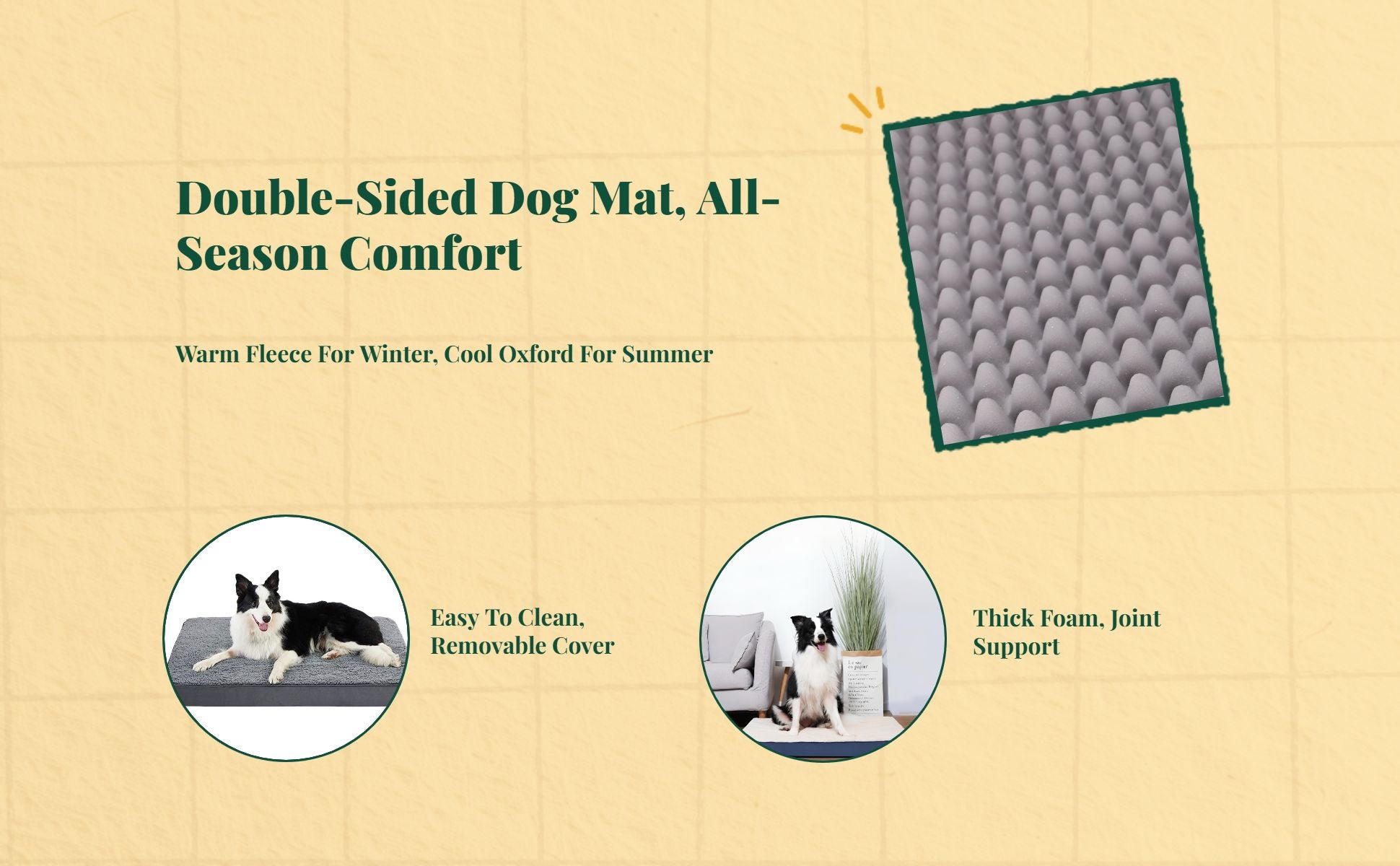 Orthopedic Dog Bed Removable Cover, Non-Slip, Joint Support