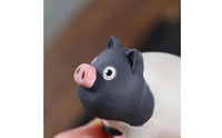 Zisha Clay Tea Pet Handmade Tea Tray Pig Figurine for Office Desk