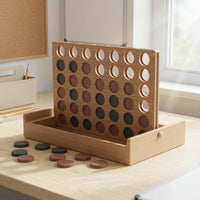 Wooden Four in a Row Game Educational Wooden Connect 4 Game 2 Player for Home