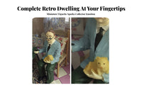 1:12 Dollhouse Figurine Pipe Dollhouse Man Figure Cat on Lap