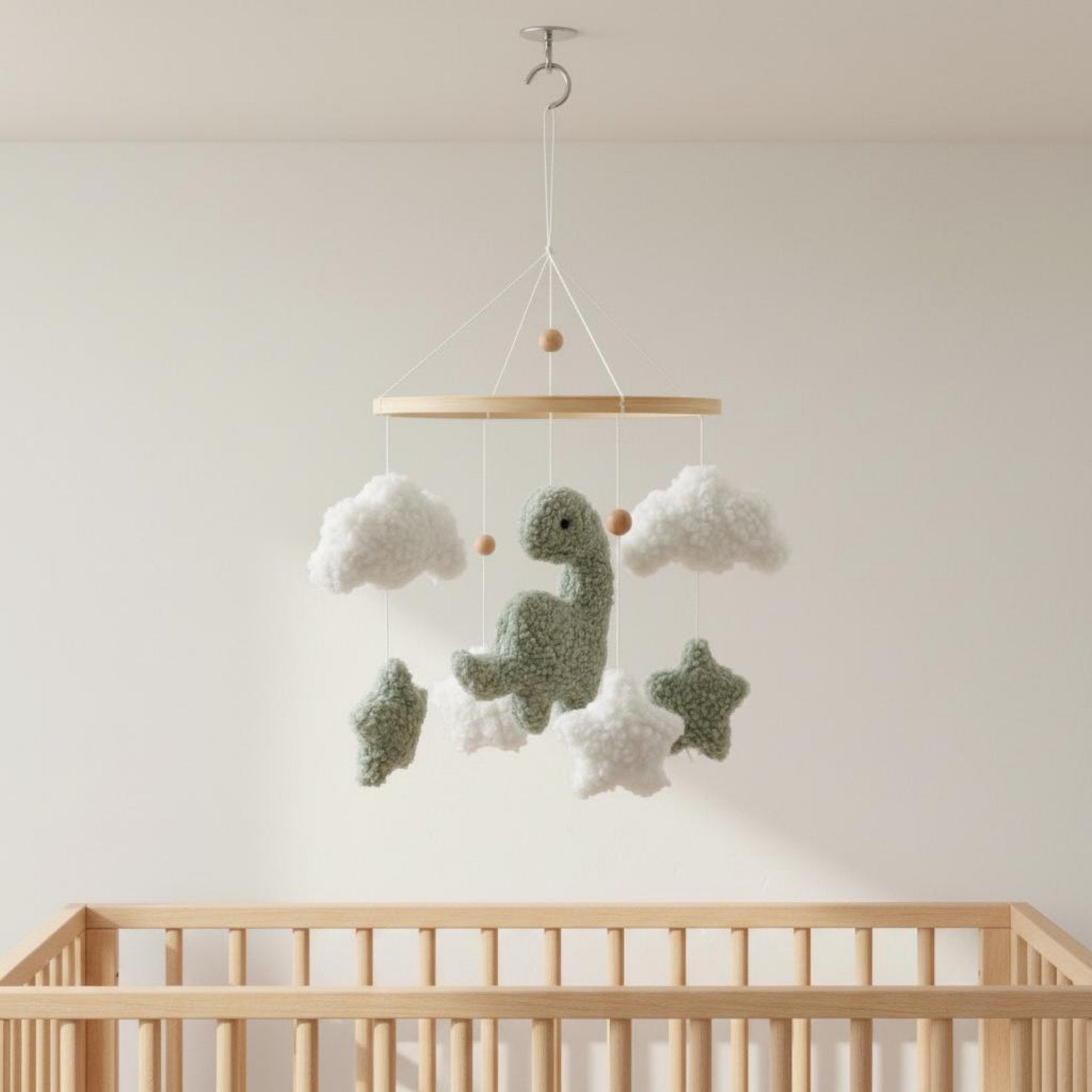 Felt Puff Mobile Handmade Crib Bell Nursery Soothing for Babies