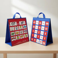Tabletop Pocket Chart Foldable Double-Sided Pocket Chart Portable Educational Supply for Teachers, Students, Classroom, Homeschooling