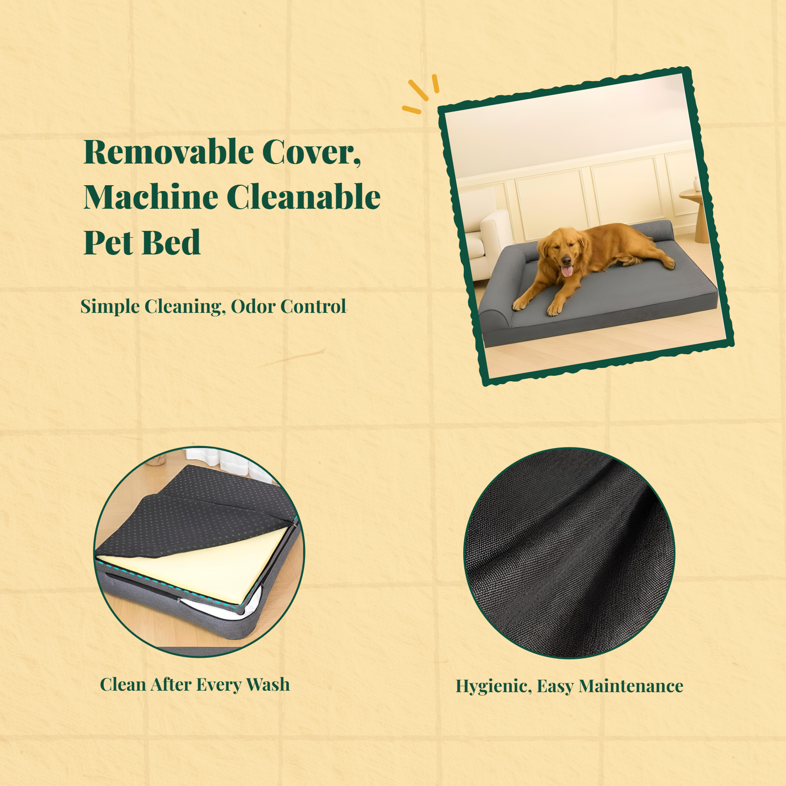 Waterproof dog bed with removable cover