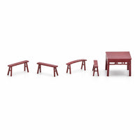 1/64 Scale Table and Stool Set Slim Design Scene Prop Fine Detail for Diorama