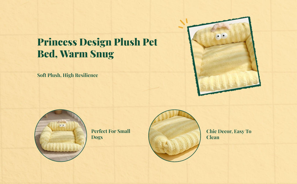 Soft Pet Bed Mat, Non-Slip Princess Sofa, Winter Warmth