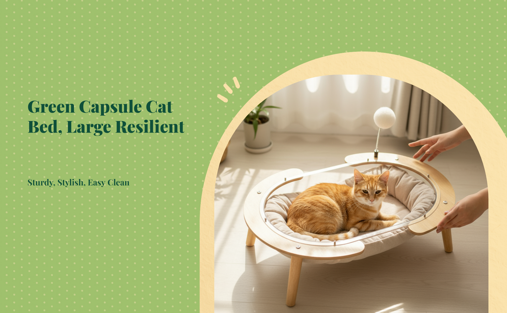 Wooden cat bed with acrylic window