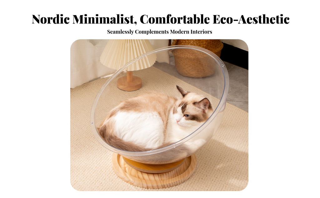 Space Capsule Feline Bed Built-in Spherical Pet Toyball Toy Transparent Feline Do and Me Snug Stable Base for Indoors