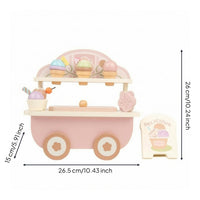 Wooden Ice Cream Cart Wheeled Kids Play Item Cognitive Learning for Children