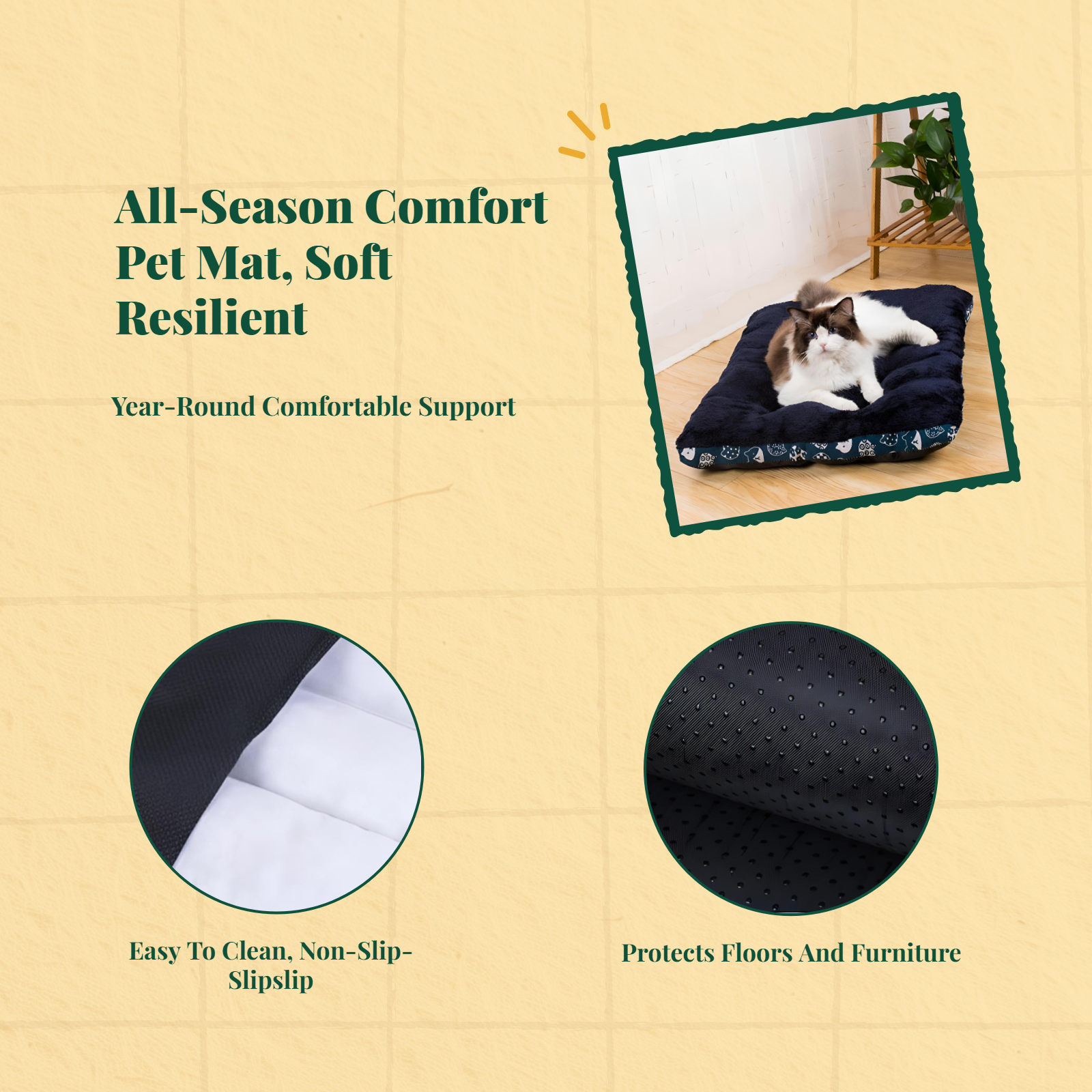 Non-slip thick pet bed