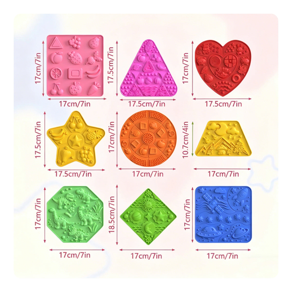 9 Pieces Textured Stepping Mats Embossed Pattern Textured Silicone Mat