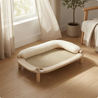Bolstered Cat Bed Rounded Corners Woven Cat Bed All Season Pet Resting Furniture