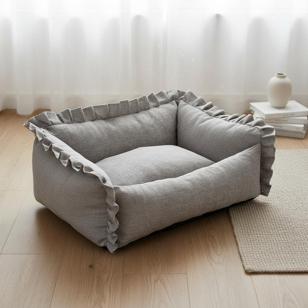 Washable Dog Couch Bed Wear-Resistant Small Dog Couch Faux for Indoor