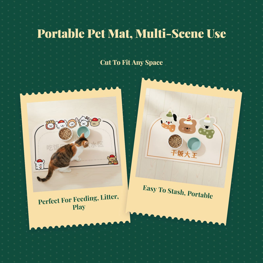 Pet Feeding Mat, Water-Resistant Non-Slip Dog and Cat Placemat, Easy-to-Clean PVC Spill-Resistant Floor Mat