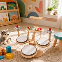 Wooden Drum Xylophone Set Educational Toy Wooden Drum Set Fine Motor Skills Musical Percussion Table for Toddlers