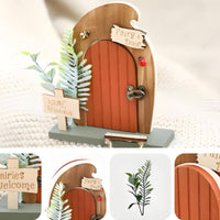 Wooden Fairy Doors Handmade Look Miniature Decoration Set Gift Idea for Children
