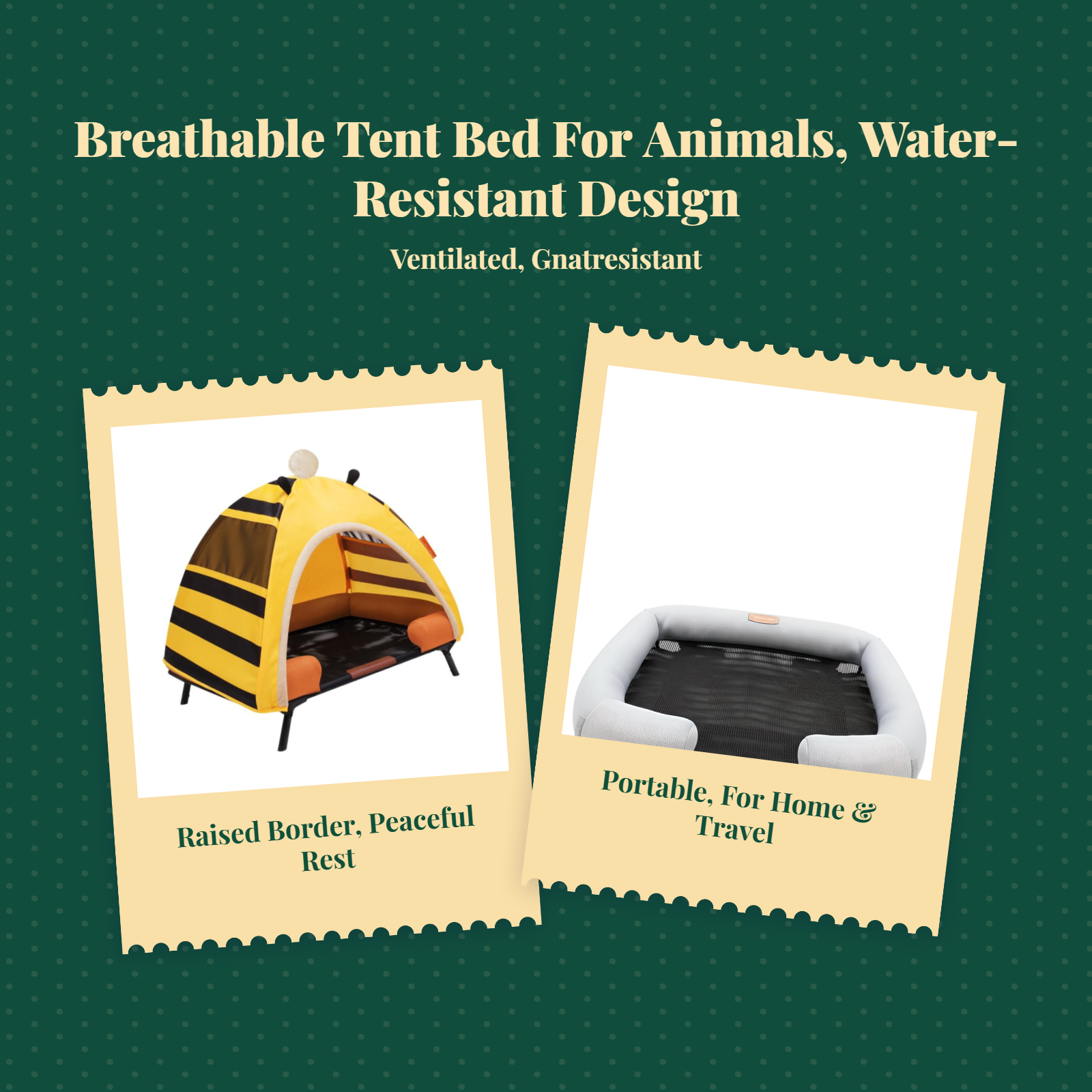 Foldable elevated dog bed, washable
