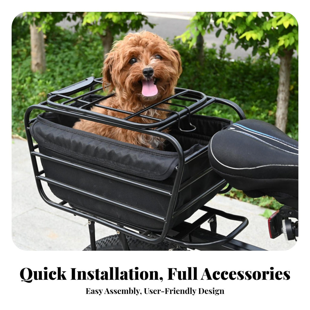 Multi-Functional Cycle Pet Carrier Basket Large Capacity Dog Bike Carrier Easy Installation for Travel