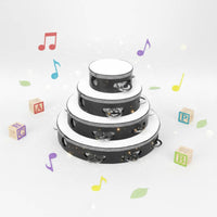 4 Pieces Black Tambourine Set Easy to Play Tambourine with Bells Clear Crisp Sound Musical Instrument for Kids, Dance Performance, Band Accompaniment