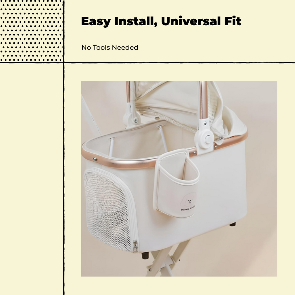 Stroller Beverage Holder, Universal Pet Stroller Accessory, 2-in-1 Phone Holder, non-slipSlip, Multi-Functional Organizer