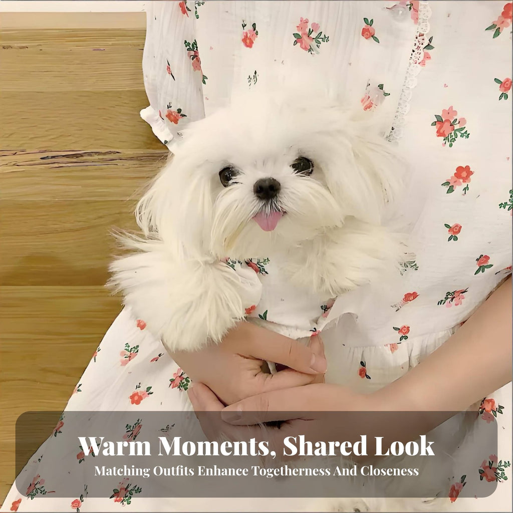 Cute Design Floral Pet Dress Soft and Comfortable Dog Dress Puff Sleeve Design for Dogs, Cats, Springtime, Photoshoots, Parties