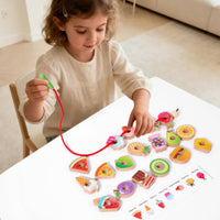 Wooden Lacing Game Fine Movement Skills Threading Toy